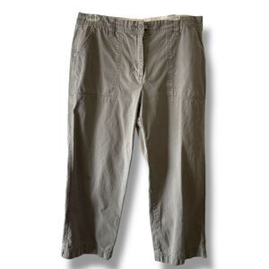 Eddie Bauer High Rise 100% Cotton Utility Capri Cropped Pants Sage Green Size 10